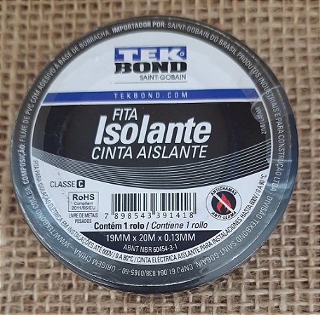 Fita isolante - 19mmx0,13mm - rolo com 20 metros - Tekbond