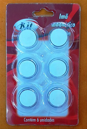 Imã magnético transparente - 30mm - cartela com 6 unidades - Kit