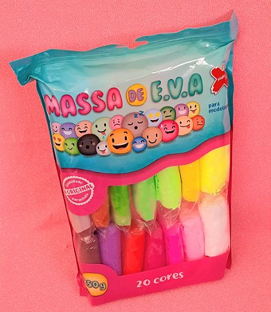 Massa de e.v.a para modelagem -  Make + - 20 cores - 250g - Utiguti