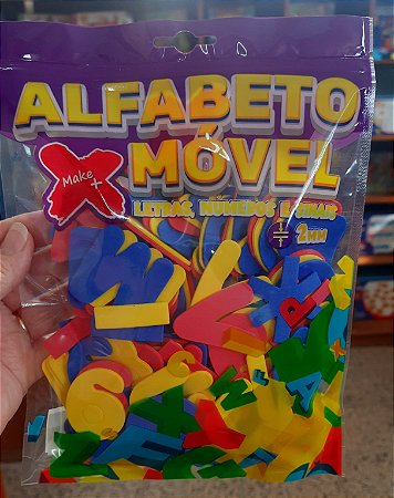 Alfabeto móvel - letras, números e sinais em e.v.a - 4cm x2mm - Make+