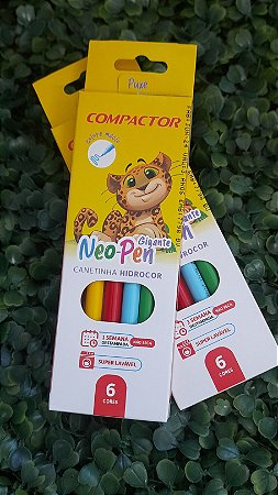 Caneta hidrocor c/6 cores - Neo-Pen Gigante - Compactor