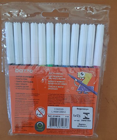 Caneta hidrocor com 12 cores - Wave - Bazze