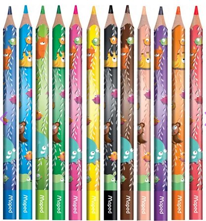Lápis de cor jumbo - Jungle Fever - 12 cores - Maped