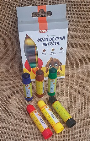 Gizão de cera retrátil - 6 cores - BRW