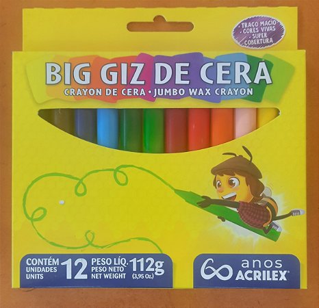 Giz de cera Big - 12 cores - Acrilex