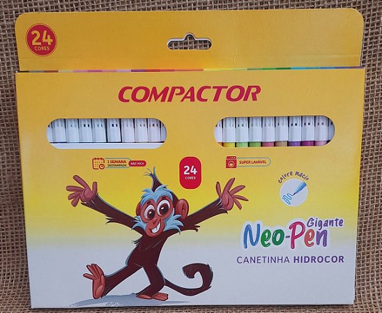 Caneta hidrocor - 24 cores - Neo-Pen - Compactor