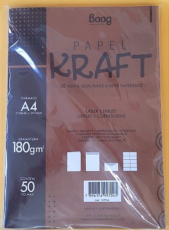 Papel Kraft - A4 - 180g/m2 - 50 folhas - BAAG