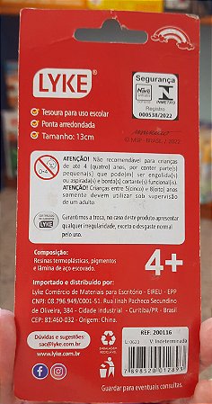 Tesoura escolar - ponta arredondada - Turma da Mônica - Lyke