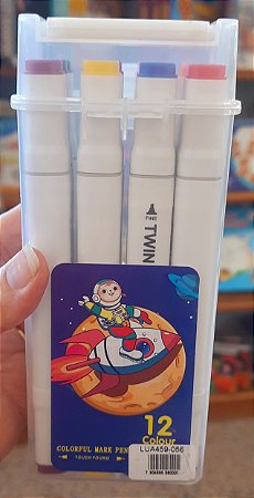 Conjunto de canetas dual point mark pen - 12cores - Twin Marker