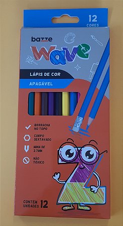 Lápis de cor Wave apagável com 12 cores BAZZE