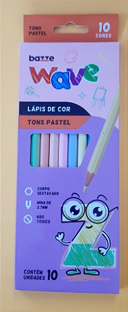 Lápis de cor Tons pastel com 10 cores - WAVE - Bazze