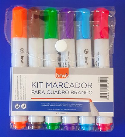 Caneta quadro branco c/6 cores - BRW