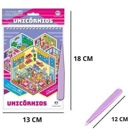 Cenário 3D para montar - Unicórnios - Acompanha pinça - Editora Ciranda Cultural
