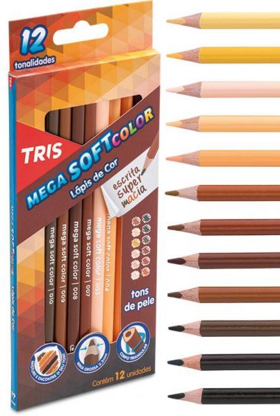 Lápis de cor tons de pele - 12 cores - Mega SoftColor - Tris