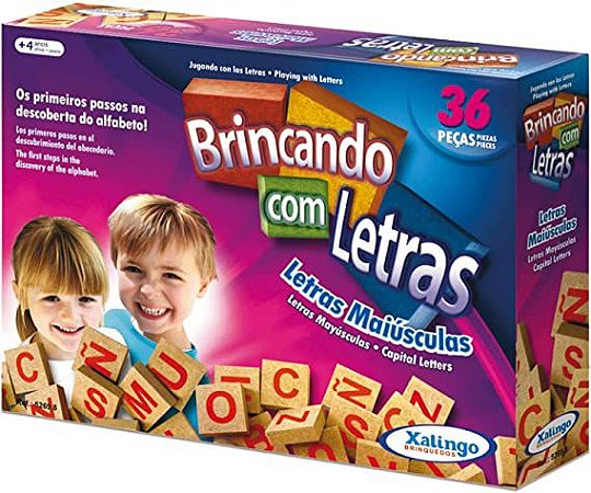 Brincando com letras maiúsculas - 36 peças de madeira - Xalingo
