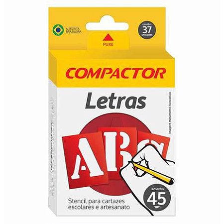 Gabarito de letras - 45mm - 27 letras - 10 números - Compactor