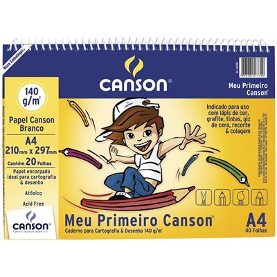 Caderno de desenho - 140g/m2 - Meu Primeiro Canson - 40 folhas - branco - espiral - Canson