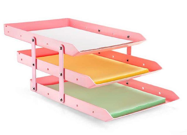 Caixa para correspondência tripla móvel - 3 andares - rosa - Maxcril
