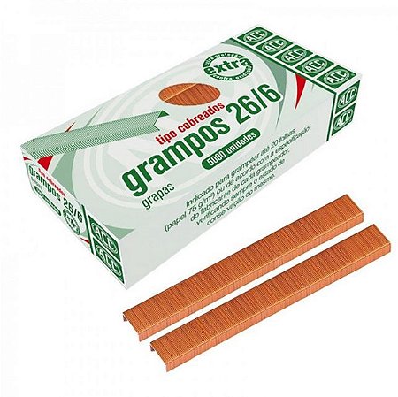 Grampo p/ grampeador - 26/6 - tipo cobreado - 5000 unidades - ACC