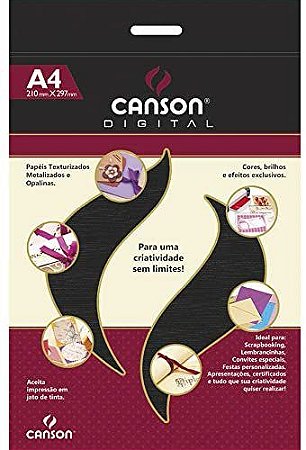 Papel micro cotele Preto - 180g/m2 - A4 -  15 folhas - Canson Digital