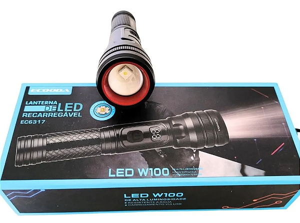 Lanterna De Led Recarregável Ec6317 / Led W100 - Ecooda