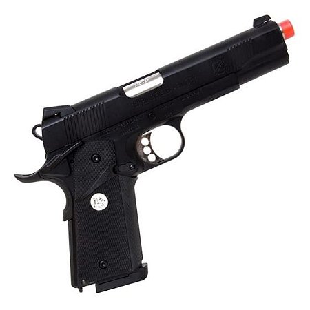 PISTOLA DE AIRSOFT A GÁS GBB GREEN GAS M1911 R27 FULL METAL BLACK C/ BLOWBACK