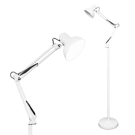 Luminária de Chão Abajur de Chão Branca para Sala Escritório Decorativo Articulada de Coluna Techled