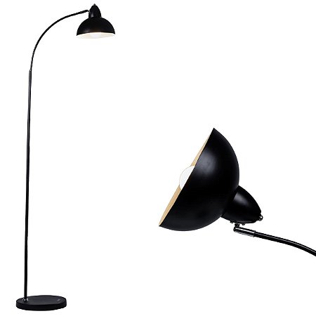 Luminária de Chão TechLed Preta Corpo Fixo com Cúpula Soquete E27 Externa