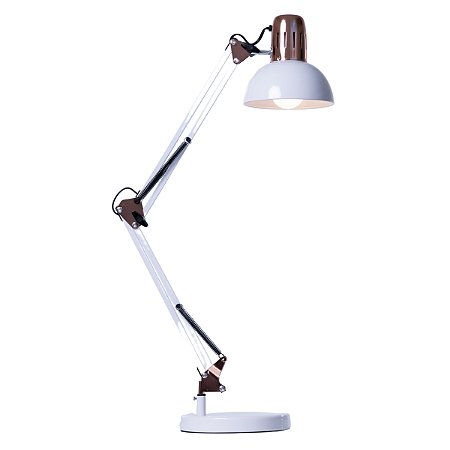 Luminária de Mesa Articulável Branca Premium 90cm | Base + Garra Ajustável