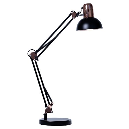 Luminária de Mesa Articulável Preta Premium 90cm | Base + Garra Ajustável