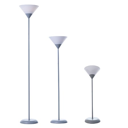 Luminária de Chão Cinza Techled E27 com Cúpula Triangular | Pedestal Fixo