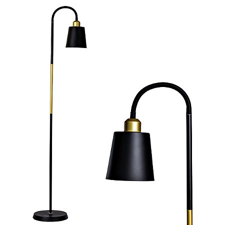 Luminária de Chão Preta TechLed com Corpo Flexível e Cúpula – Soquete E27