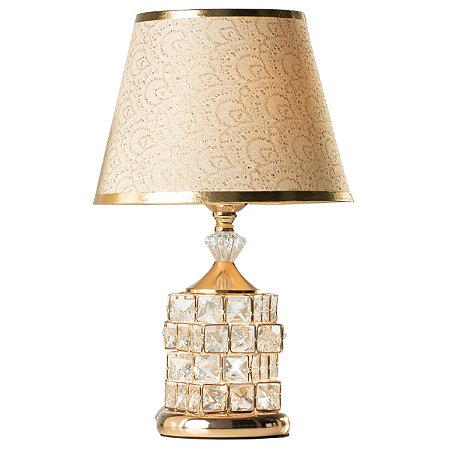 Abajur de Mesa Techled Gold Luxuoso 41cm com Corpo Iluminado e Interruptor Bivolt 127/220V