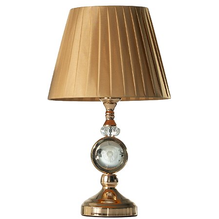 Abajur de Mesa Techled Dente de Leão Gold 42cm Corpo em Cristal Iluminado com Interruptor Bivolt 127/220V