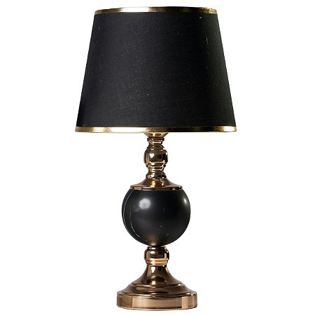Abajur de Mesa Techled Gold e Preto 49cm com Cúpula Grafite em Cerâmica Bivolt 127/220V para Quarto Casal