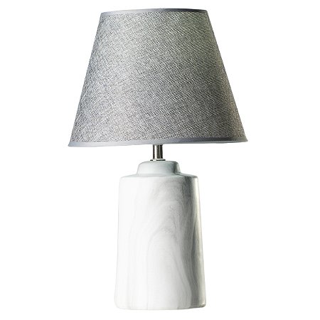 Abajur de Mesa Techled Cinza 41,5cm em Cerâmica com Cúpula e Interruptor Bivolt 127/220V para Quarto Casal e Sala