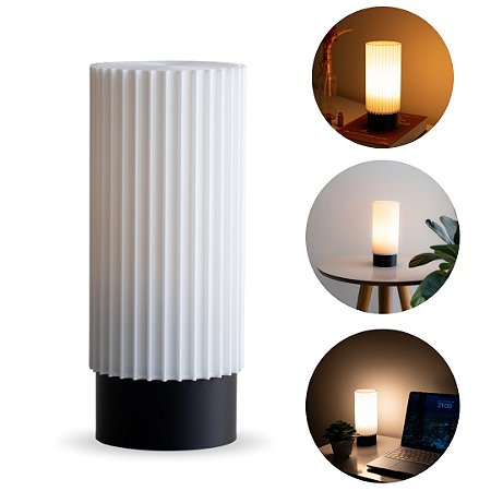 Abajur Slim de Mesa Techled Branco 21cm Luminária de Leitura com Interruptor Bivolt 127/220V para Quarto e Sala