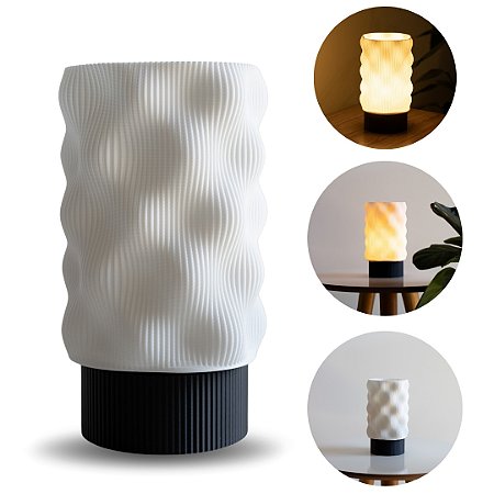 Abajur Sinuosa de Mesa Techled Branco 19,5cm Luminária de Leitura com Interruptor Bivolt 127/220V para Quarto e Sala