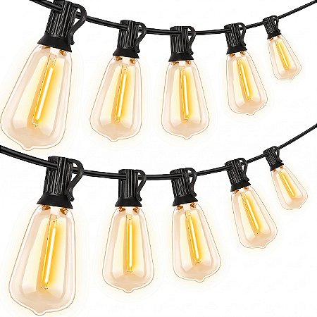 Varal de Luz LED ST38 Vintage Inquebrável 36m com 28 Lâmpadas | Externo Bivolt | Techled