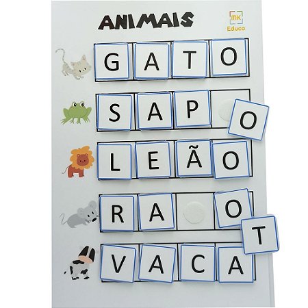 Jogo Pedagógico Palavras em sílabas - Só de animais - Mk Educa