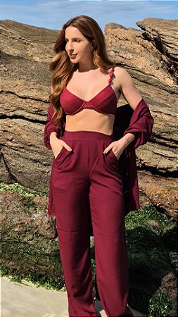 Calça Pantalona Vinho