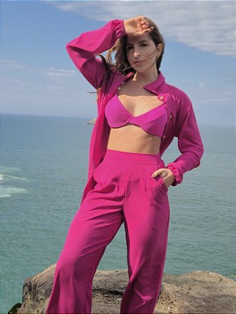 Calça Pantalona Rosa Pink