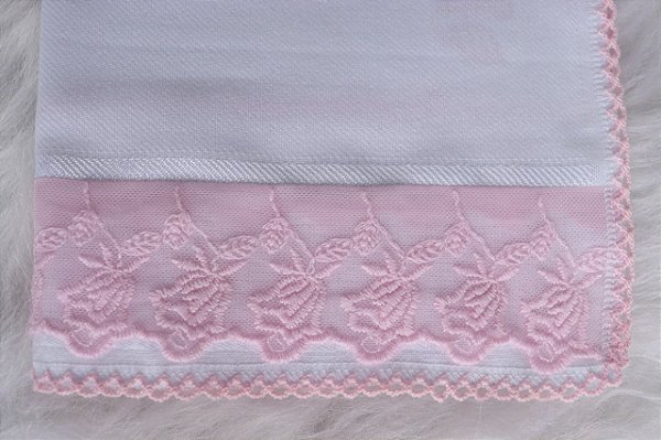 Fraldinha Estrela C/ Voil 30X40Cm Mabber Cor Rosa Bebe