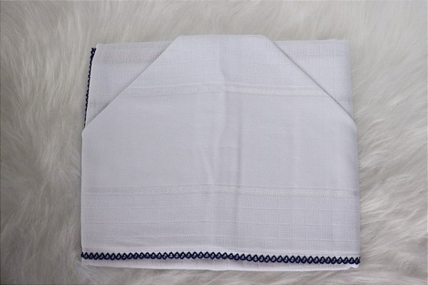 Toalha Capuz Estrela Crochet Fralda 80X90 Marinho