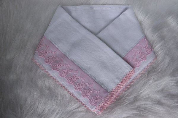 Fraldao Banho C/ Voil 80X120 Rosa Bebe