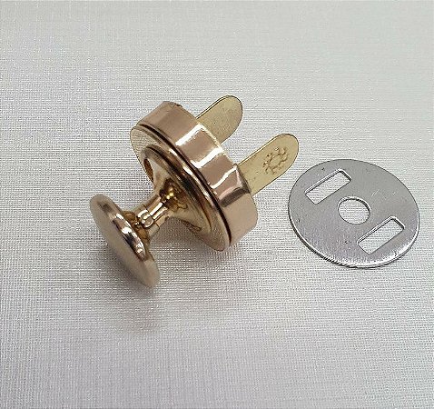 Botão Imã  14Mm - Rebite 1 Lado -  Latonado-  5 Unidades