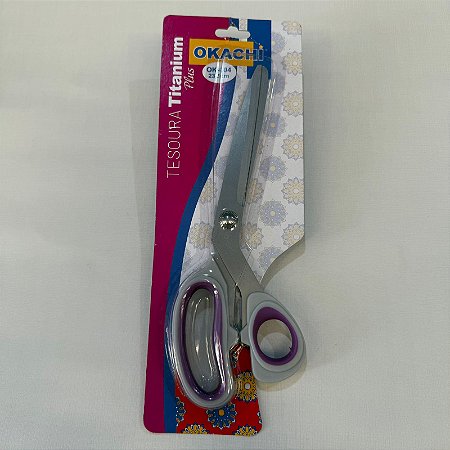 Tesoura Titânio Cabo Borracha 23,5cm OK-004 9,5" - Okachi