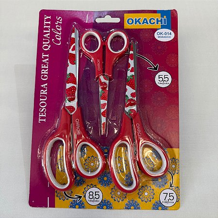 Kit Tesouras Multiuso OK-014 - Okachi Morango