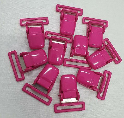 Presilha Jacaré Plástico Pink - Prendedor De Chupeta - 10 Unidades