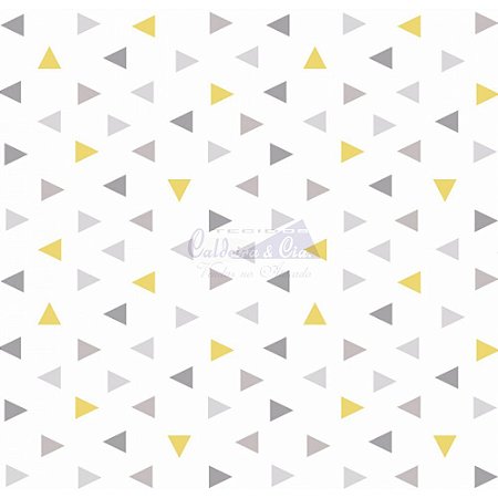 Tricoline Geometrico Cor 04(Cinza Com Amarelo) 100%Algodão Tt180591